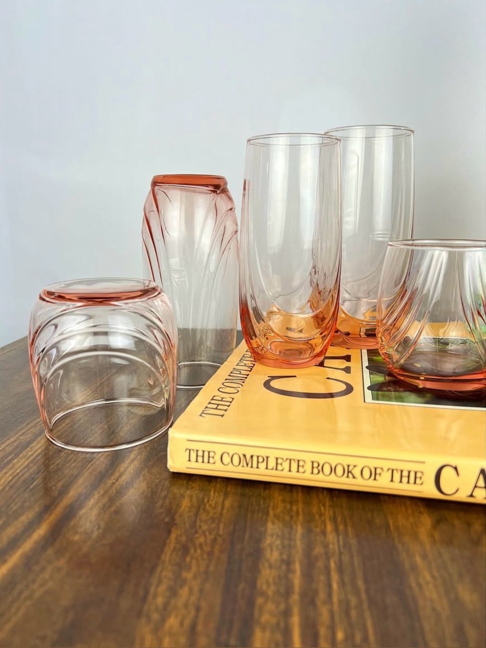 Set of 8 Vintage Lenox Pink Drape Glassware Ribbed Tumblers & Rocks Glasses 🌸